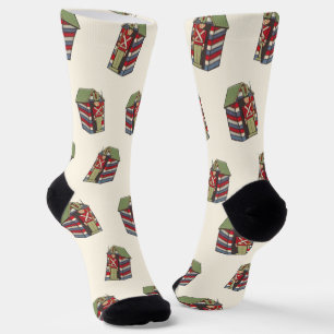 Altes Weihnachtsmuster, Nussknacker-Spielzeugsolda Socken