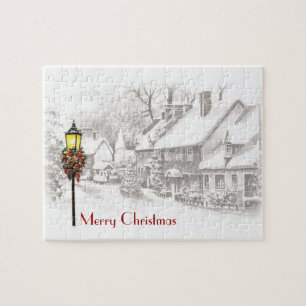 Altes Weihnachtsstadt-Puzzle Puzzle
