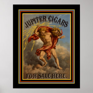 Altes Werbeplakat Jupiter Cigars ca 1868 16 x 20 Poster