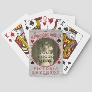 Altes West Custom Foto Personalisiertes Grau Holz Spielkarten
