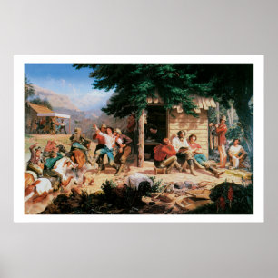 Altes West-Sonntagmorgen im Bergwerk-Kunstposter Poster