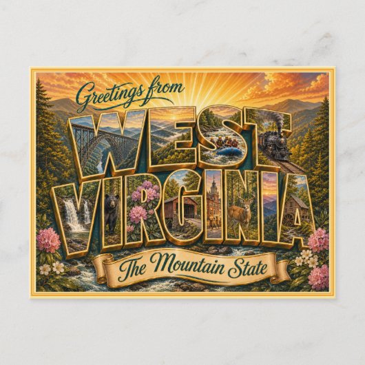 Altes West Virginia Gruß Von Postkarte (Vorderseite)