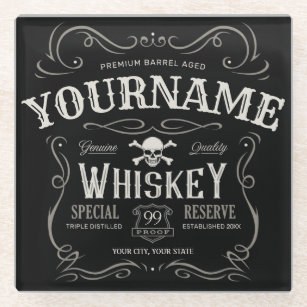 Altes Whiskey-Etikett Personalisierte Vintage Liqu Glasuntersetzer