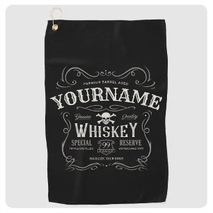 Altes Whiskey-Etikett Personalisierte Vintage Liqu Golfhandtuch