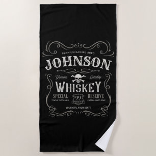 Altes Whiskey-Etikett Personalisierte Vintage Liqu Strandtuch