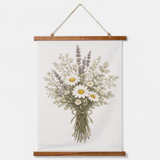 Altes Wildblumenbouquet Wandteppich Mit Holzrahmen