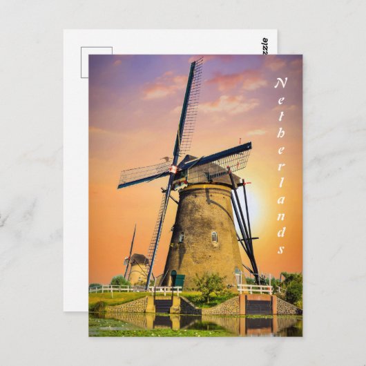 Altes Windrad in den Niederlanden für jeden Jigsaw Postkarte (Vorne/Hinten)