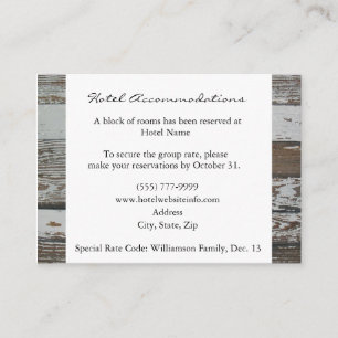 Altes Wood Hotel Unterkunftskarten Begleitkarte