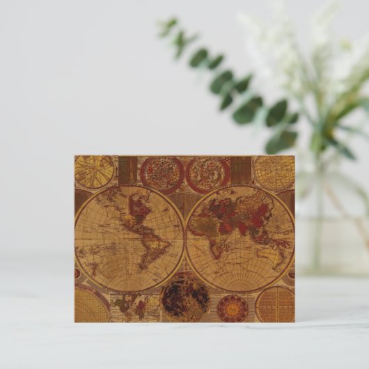 Altes World Map Designer-Geschenk Postkarte (Stehend Vorderseite)