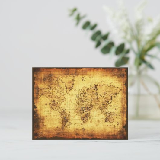Altes World Map Designer-Geschenk Postkarte (Stehend Vorderseite)