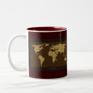 Altes World Map Designer-Geschenk Zweifarbige Tasse
