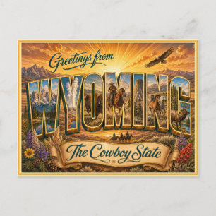Altes Wyoming Gruß Von Postkarte