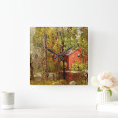 Altes Ziegelhaus am Neponset Quadratische Wanduhr (Zuhause)