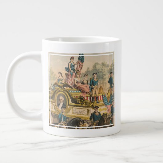 Altes Zirkusplakat mit Umzugsfloat Jumbo-Tasse (Links)