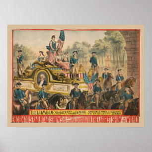 Altes Zirkusplakat mit Umzugswagen Poster