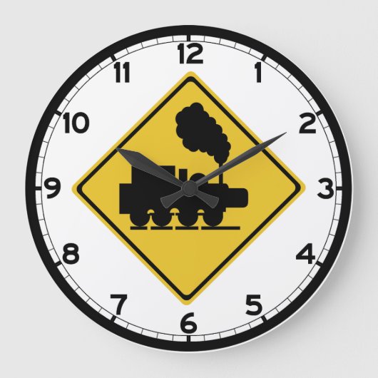 Altes Zug-Überfahrt-Zeichen, Thailand Große Wanduhr (Vorderseite)
