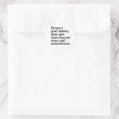 Ältestenrespekt Runder Aufkleber (Tasche)