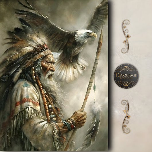 Ältester Häuptling & Landing Eagle Dekoupage Seidenpapier