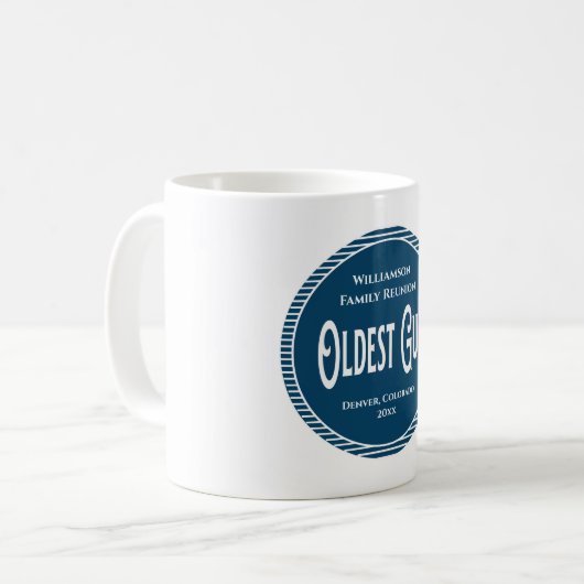 Ältester Typ-Familien-Wiedersehen-Andenken-Preis Kaffeetasse (Vorderseite Links)