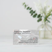 Altfahrzeug-Retro-Automobiltechniker Visitenkarte (Stehend Vorderseite)