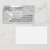 Altfahrzeug-Retro-Automobiltechniker Visitenkarte (Vorne/Hinten)