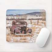 Altfahrzeug, Winter, Land, Berge Mousepad (Mit Mouse)