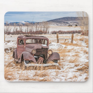 Altfahrzeug, Winter, Land, Berge Mousepad