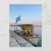 Altfischboot Griechische Flagge Zakynthos Griechen Postkarte (Vorderseite)