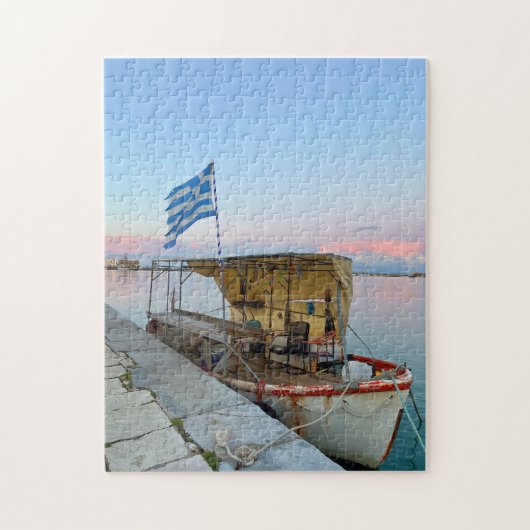Altfischboot Griechische Flagge Zakynthos Griechen Puzzle (Vertikal)