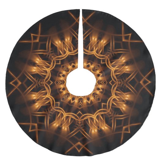 Altgold-kupferner Medaillon-Baum-Rock Polyester Weihnachtsbaumdecke (Vorderseite)