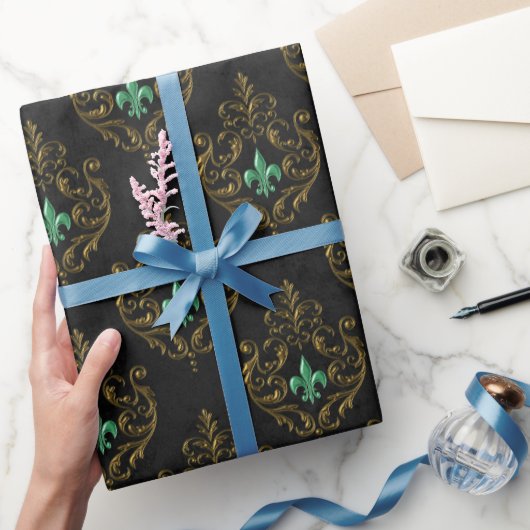 Altgold Smaragd Französisch Geschenkpapier (Schenken)