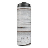 Altgraue Holzputz-Wandstruktur abstrakt, Backgro Thermosbecher (Vorderseite)