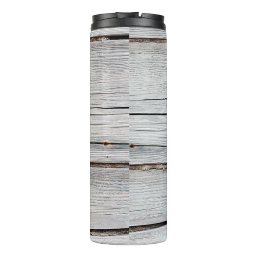Altgraue Holzputz-Wandstruktur abstrakt, Backgro Thermosbecher (Rückseite)