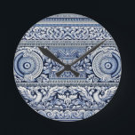 Altgriechisch Runde Wanduhr<br><div class="desc">Blau-weiß-griechische Dekoration mit aufwändigen Mustern und Designs</div>
