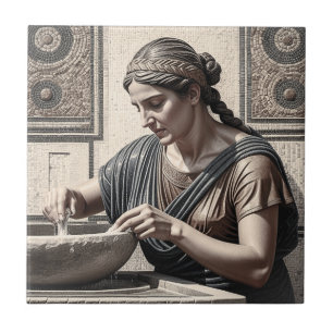 Altgriechische Mosaik-Frau Heimfliese Fliese