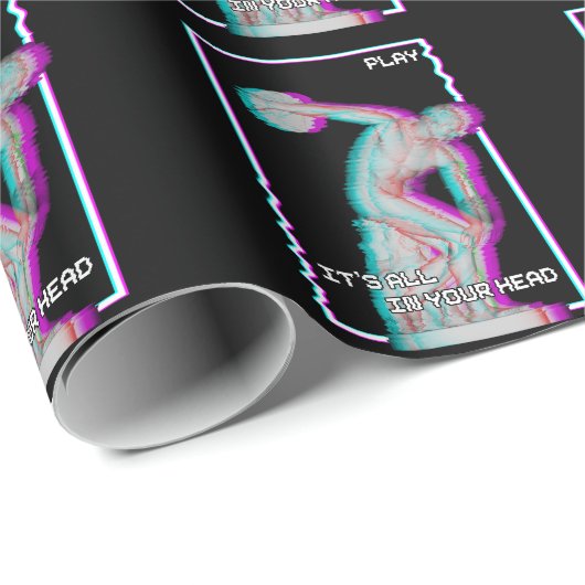 Altgriechische Statue Discus Throw Vaporwave Glitc Geschenkpapier (Rolleneckpunkt)