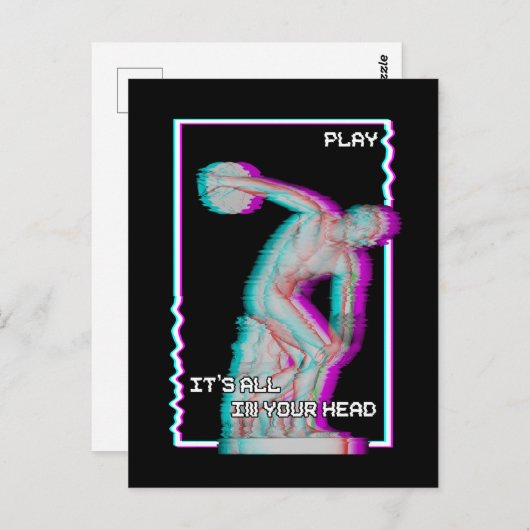 Altgriechische Statue Discus Throw Vaporwave Glitc Postkarte (Vorne/Hinten)