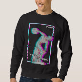 Altgriechische Statue Discus Throw Vaporwave Glitc Sweatshirt (Vorderseite)