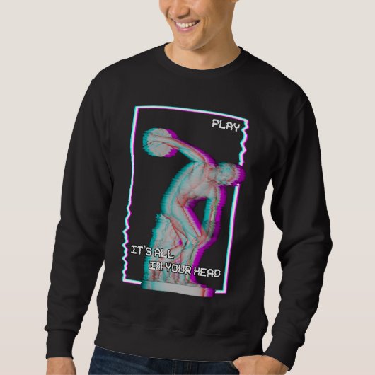 Altgriechische Statue Discus Throw Vaporwave Glitc Sweatshirt (Vorderseite)