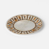 Altgriechische Tempel-Grafik auf Gips-Muster Pappteller (Schrägansicht)