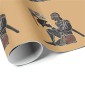 Altgriechischer Hoplitesoldat - sitzend Geschenkpapier (Rolleneckpunkt)