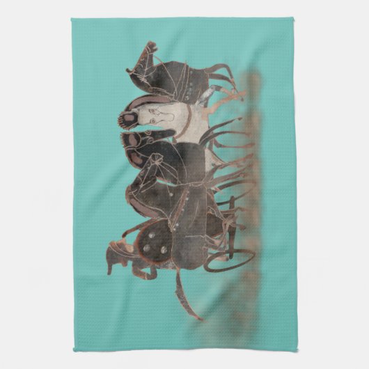 Altgriechischer Kampfwagen und Pferde Geschirrtuch (Vertikal)