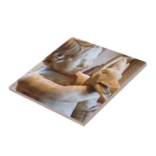 Altgriechischer Skulptur-Junge und Gans Fliese (Seite)