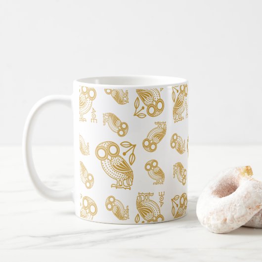 Altgriechisches athenisches Eulenmuster  Kaffeetasse (Mit Donut)