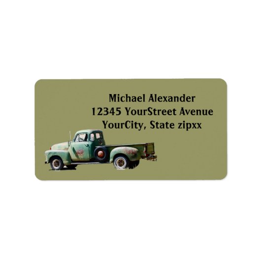 Altgrüner LKW Adressaufkleber (Vorne)