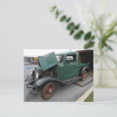 Altgrüner LKW Postkarte (Stehend Vorderseite)