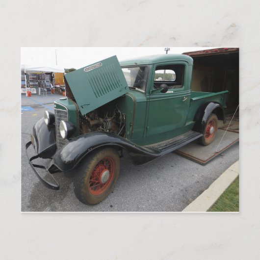 Altgrüner LKW Postkarte (Vorderseite)