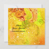 ALTHEA/Blume Fairy, Gelb-Glitzern-Monogramm Einladung (Rückseite)