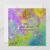 ALTHEA/Blume Fairy, Lila grüne Glitzern Monogramm Einladung (Rückseite)