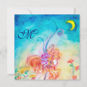 ALTHEA, monogramm pinkfarbengelb-grüne Glitzern Einladung (Vorderseite)